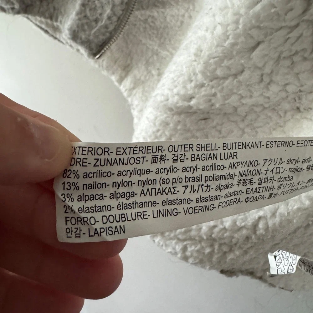 Zara Gray Knit Winter Collection Sherpa Hooded Zip‎ Up Jacket Girls Alpaca Blend